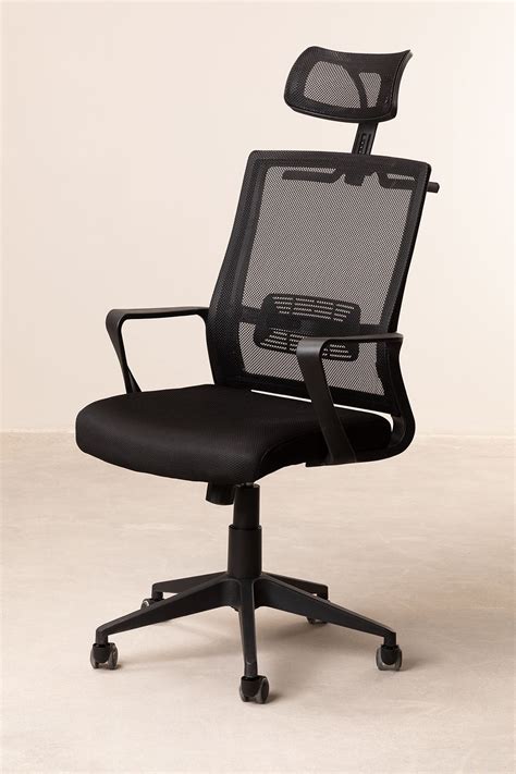 Chaise De Bureau Avec Roulettes Et Appui T Te Teill Black Sklum