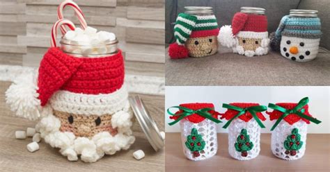 Christmas Crochet Mason Jar Cover Ideas