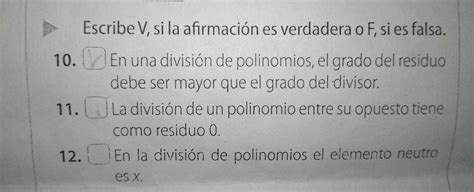 escribe V si la afirmación es verdadera o F si es falsa justifica tu