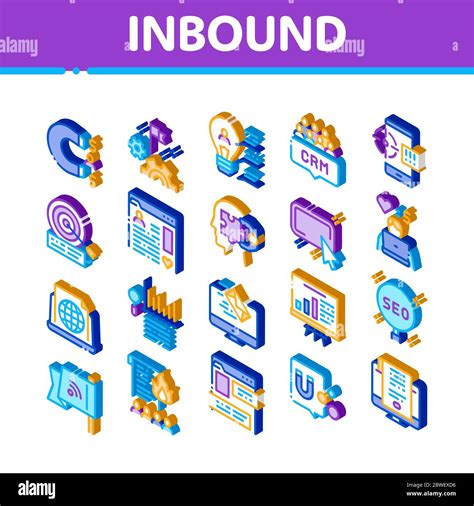 Inbound Marketing Isometric Icons Set Vector Stock Vector Image Art