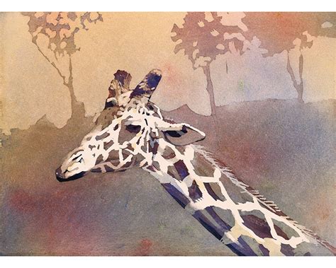 Giraffe Malerei Fine Art Print Giraffe Kunstwerk Aquarell Etsy