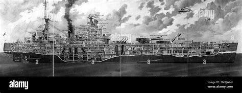 Illustration showing a cross section of the battleship HMS 'Nelson ...