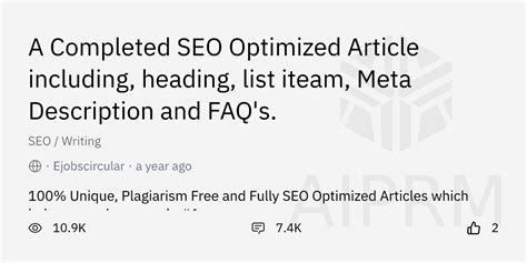 Prompt A Completed Seo Optimized Article Including Heading List