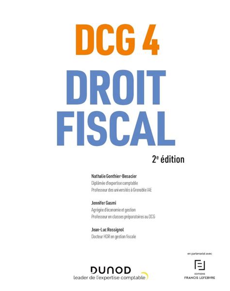 PDF DCG 4 DROIT FISCAL Dunod 2021 3 27 Fi Scal UE 4 Ont