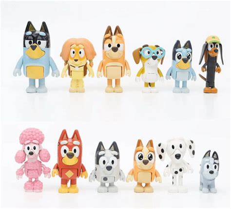 Bluey & Friends 12 PCS Action Figure Collection Set, Kids Toy Model ...