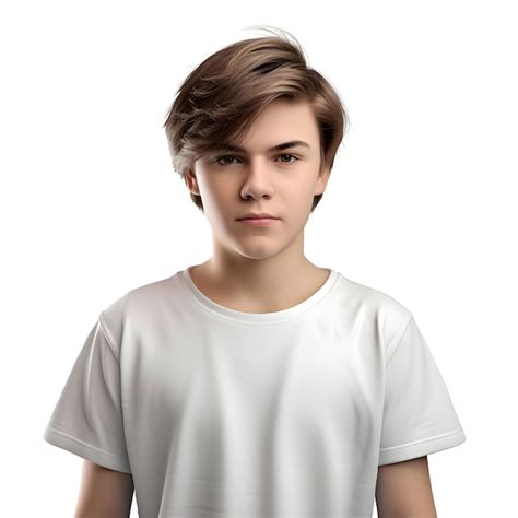 Retrato De Un Joven Con Una Camiseta Blanca Sobre Un Fondo Blanco