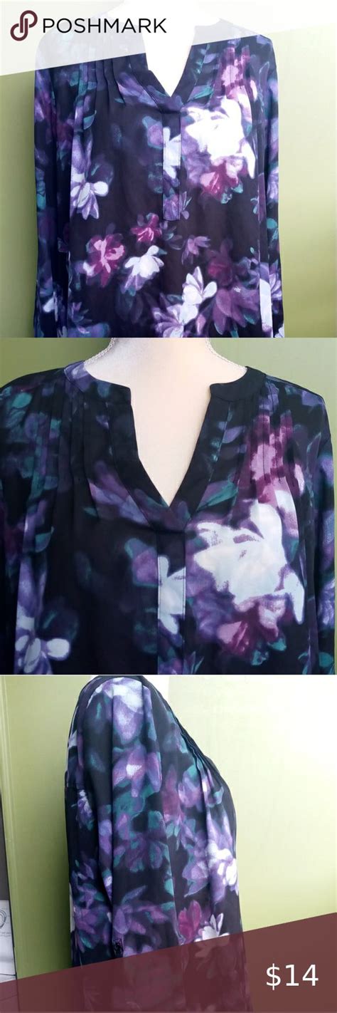 Simply Vera Vera Wang 100 Polyester Long Sleeve Floral Blouse Simply