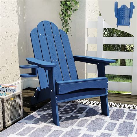 LUE BONA Folding Adirondack Chair Poly Fire Pit Outdoor Chairs With