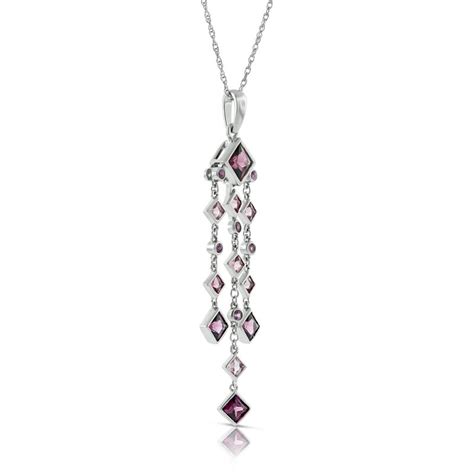 Garnet, Pink Tourmaline, & Pink Sapphire Chandelier Necklace 14K