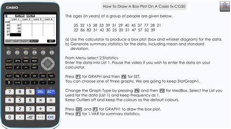 How To Draw A Box Plot On A Casio Fx Cg Calculator Box Whisker