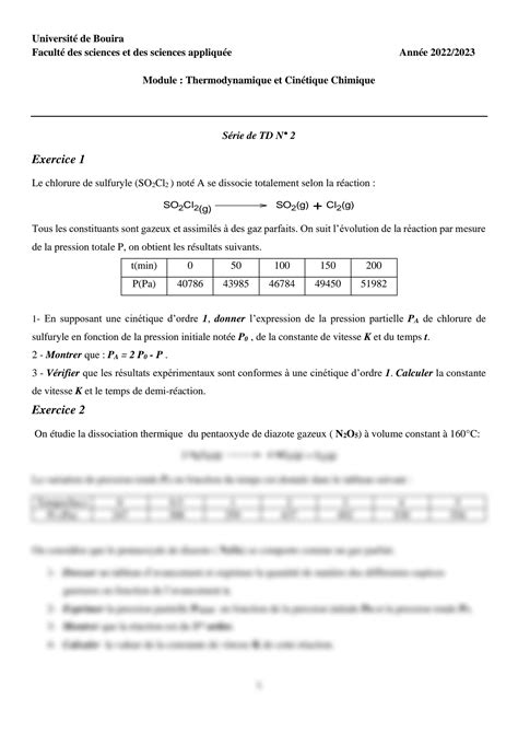 Solution Cin Tique Chimique Exercices Studypool