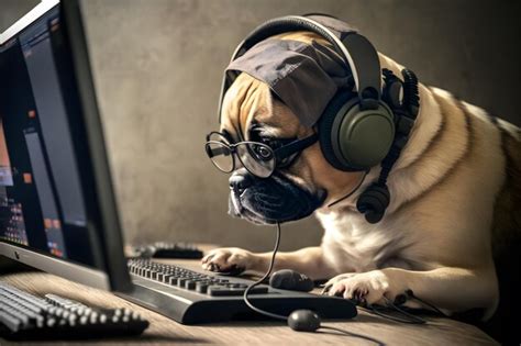 Premium Ai Image Dog As Video Game Live Stream Gamer Use Pc Computer