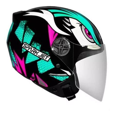 Capacete Spark Jet Dragon Ebf Preto Tiffany Capacete De Moto