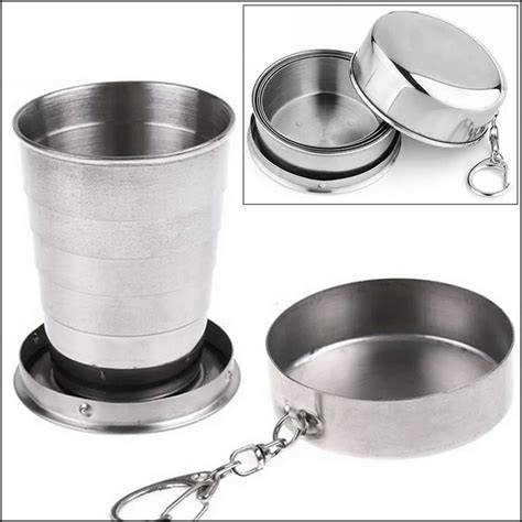 By Dhl Or Ems 100 Pcs Stainless Steel Portable Folding Cup Mug