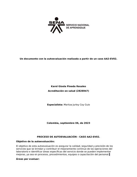 Autoevaluacion Caso Aa Ev Un Documento Con La Autoevaluaci N