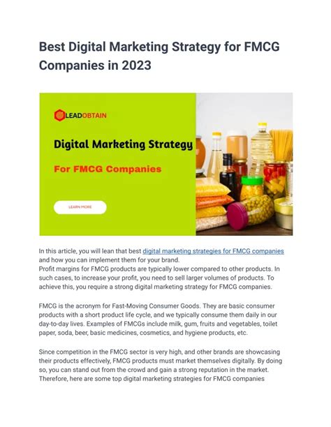 Ppt Best Digital Marketing Strategy For Fmcg Companies In 2023