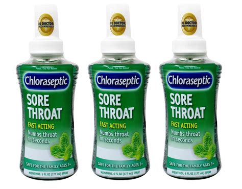 Chloraseptic Sore Throat Spray Menthol 6 Fl Oz 3 Bottles Walmart