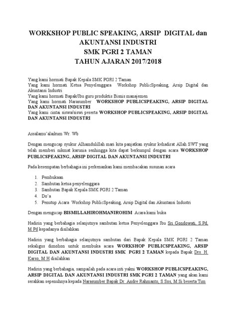 Susunan Acara Workshop Public Speaking Pdf