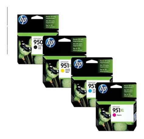 Pack 4 Tintas Hp 950 Xl 951 Xl Original Selladas Factura Cuotas Sin