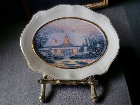 Thomas Kinkade Christmas Eve Cottage II Plate Ornament Porcelain ...