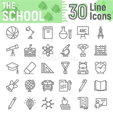 School Line Icon Set Education Symbols Collection Vector Sketches