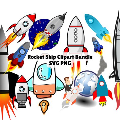 Rocket Ship Svg Clipart Bundle Png Cricut Printable Svg Vector