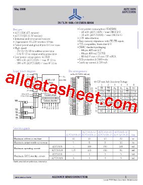 AS7C31026 Datasheet PDF Alliance Semiconductor Corporation