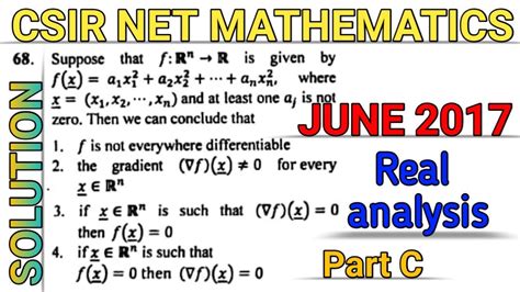 Csir Net Mathematics June 2017 Real Analysis Part C