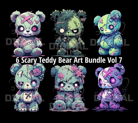 Scary Teddy Bears Mega Bundle Vol 2 24 PNG Spooky Zombie Teddybear