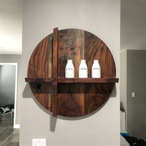 Round Wood Shelf Wall Decor Etsy