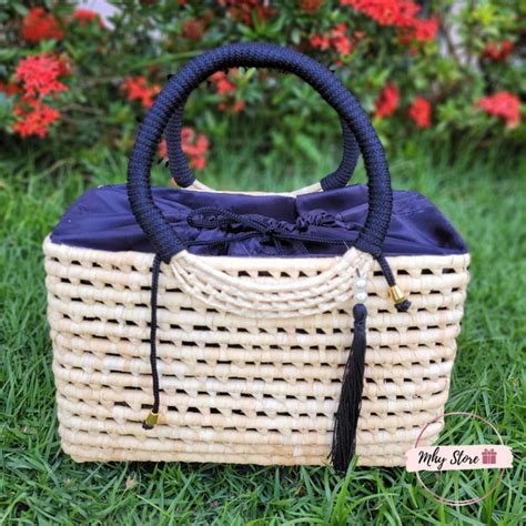 Bolsa De Praia Em Palha Feminina Alca Da Moda Preto Elo7