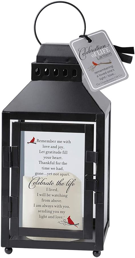 Celebration Of Life Memorial Lantern With Flickering Led Candle