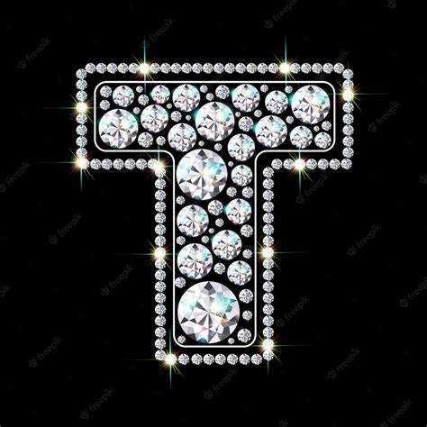 Premium Vector Alphabet Letter T Made From Bright Sparkling Diamonds