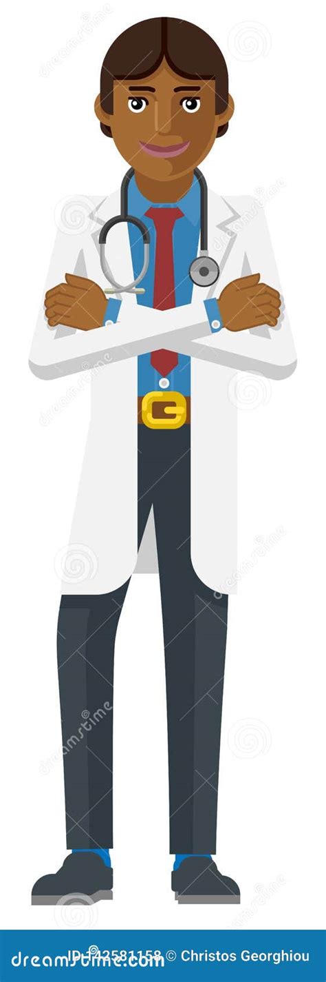 Young Asian Medical Doctor Cartoon Character Stock Vector - Illustration of background, black ...