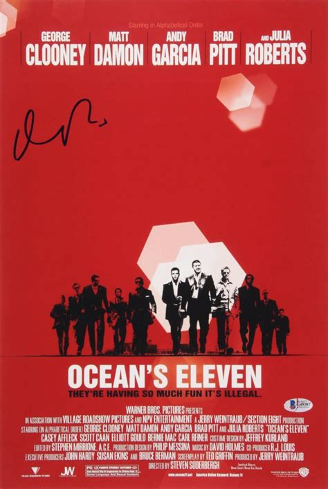 Matt Damon Signed Ocean's Eleven 12x18 Movie Poster Photo (Beckett COA)