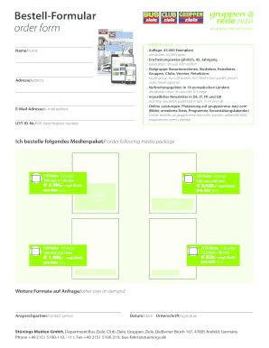 Fillable Online Bestell Formular Club G Ziele Order Form Fax Email