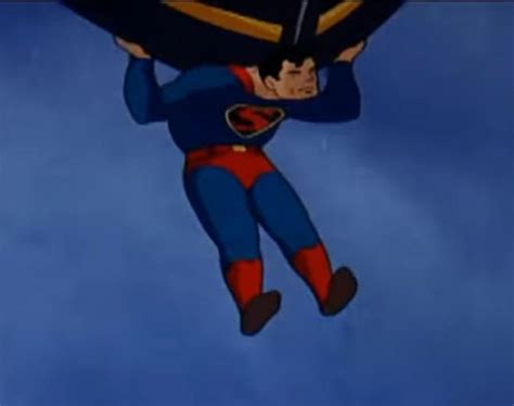 Superman Flying Through The Air With His Head Above His Shoulders