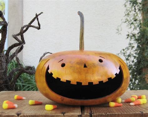 Halloween Gourd Jack O Lantern Natural Fall Harvest Spooky Etsy