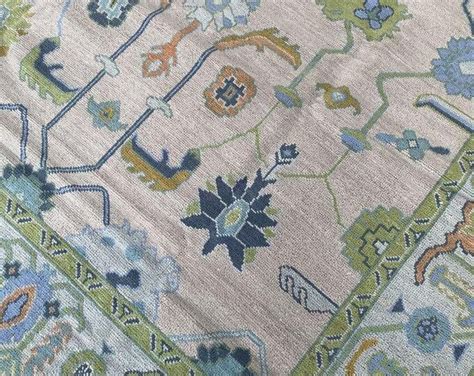 X Blue Turkish Oushak Area Rug Green Oushak Rug Handmade Etsy