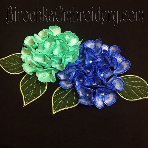 How To Make An Applique And FSL Hydrangea Flowers Birochka Embroidery