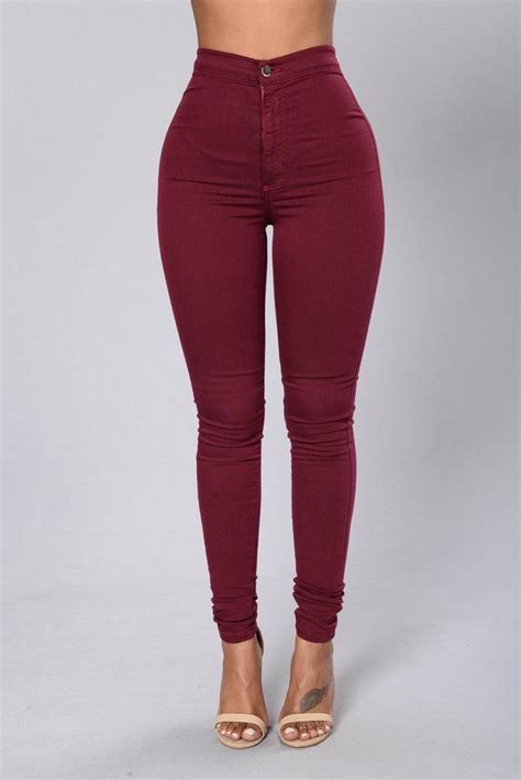 Super High Waist Denim Skinnies Burgundy High Waisted Shorts Denim