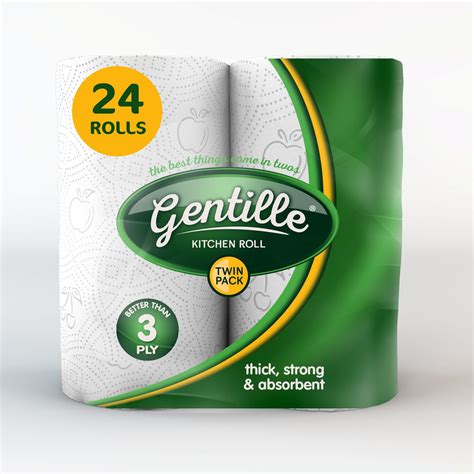 Gentille Twin Pack Kitchen Rolls 12 Packs Of 2 24 Rolls Nova Tissue