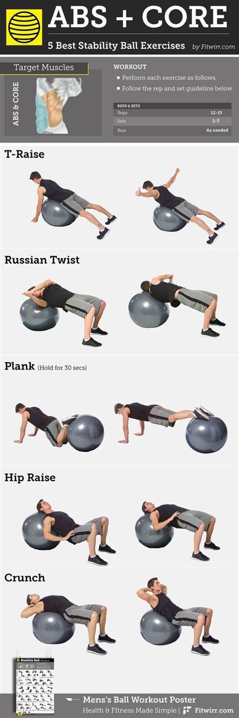 Stability ball exercises for abs and core. #coreexercises #abs | Easy ...