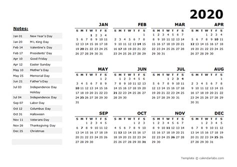 10 Year Calendar Template | HQ Printable Documents