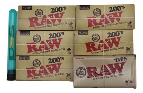 Raw 200s Papel De Liar Delgado Tamaño King 5 Paquetes Envío gratis