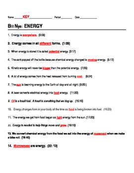 Bill Nye The Science Guy Energy Worksheet Answers