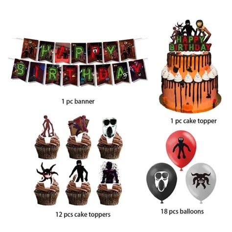 Roblox Horror Game Doors Happy Birthday Banner Cake Cupcake Toppers