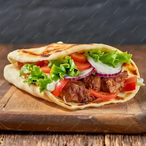 Premium Photo Food Photography Of Shawarma On Wooden Board Background