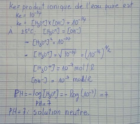 Calculer Les Concentrations Molaires Effectives H O Et Ho