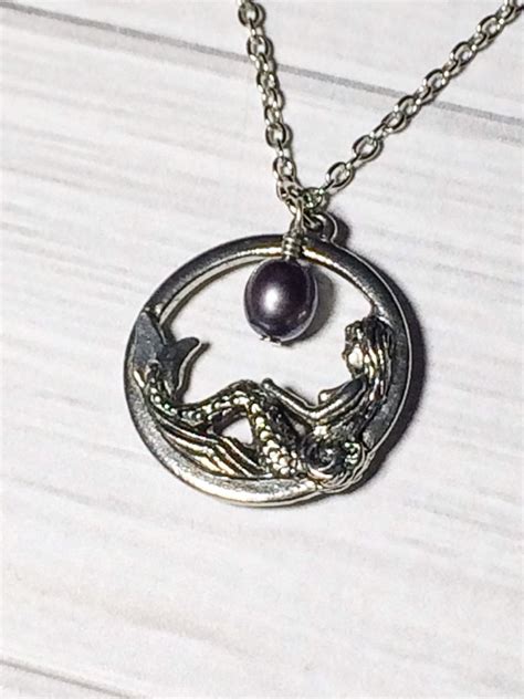 Mermaid Necklace Purple Pearl Bridesmaid Necklace Summer | Etsy